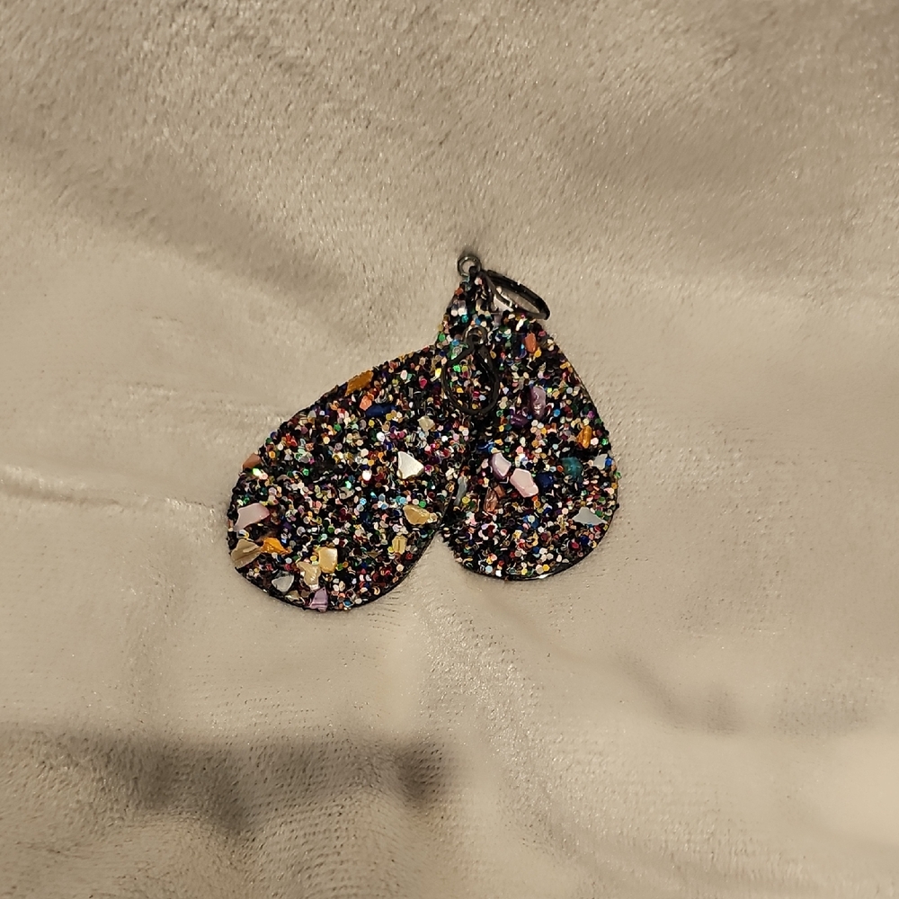Multicolor Glitter Drop  Earrings